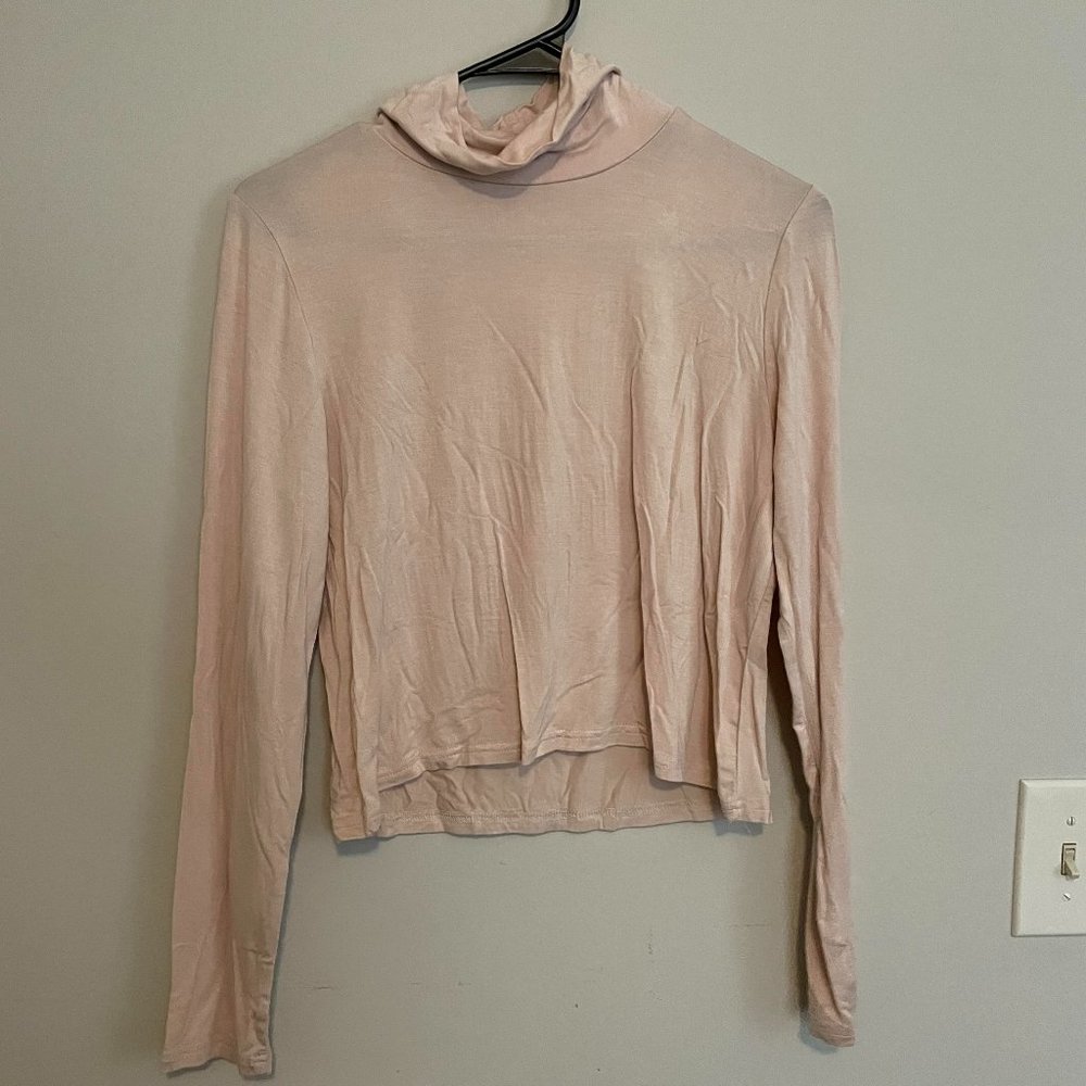 Cream colored Turtle neck crop top